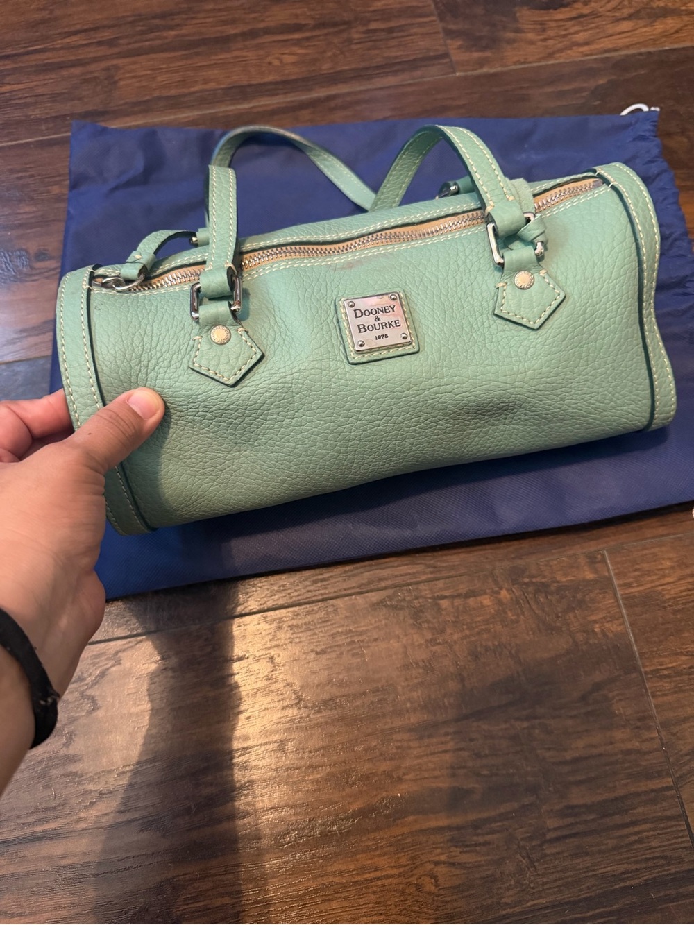Dooney & Bourke Mint Green Pebbled Leather Barrel Bag